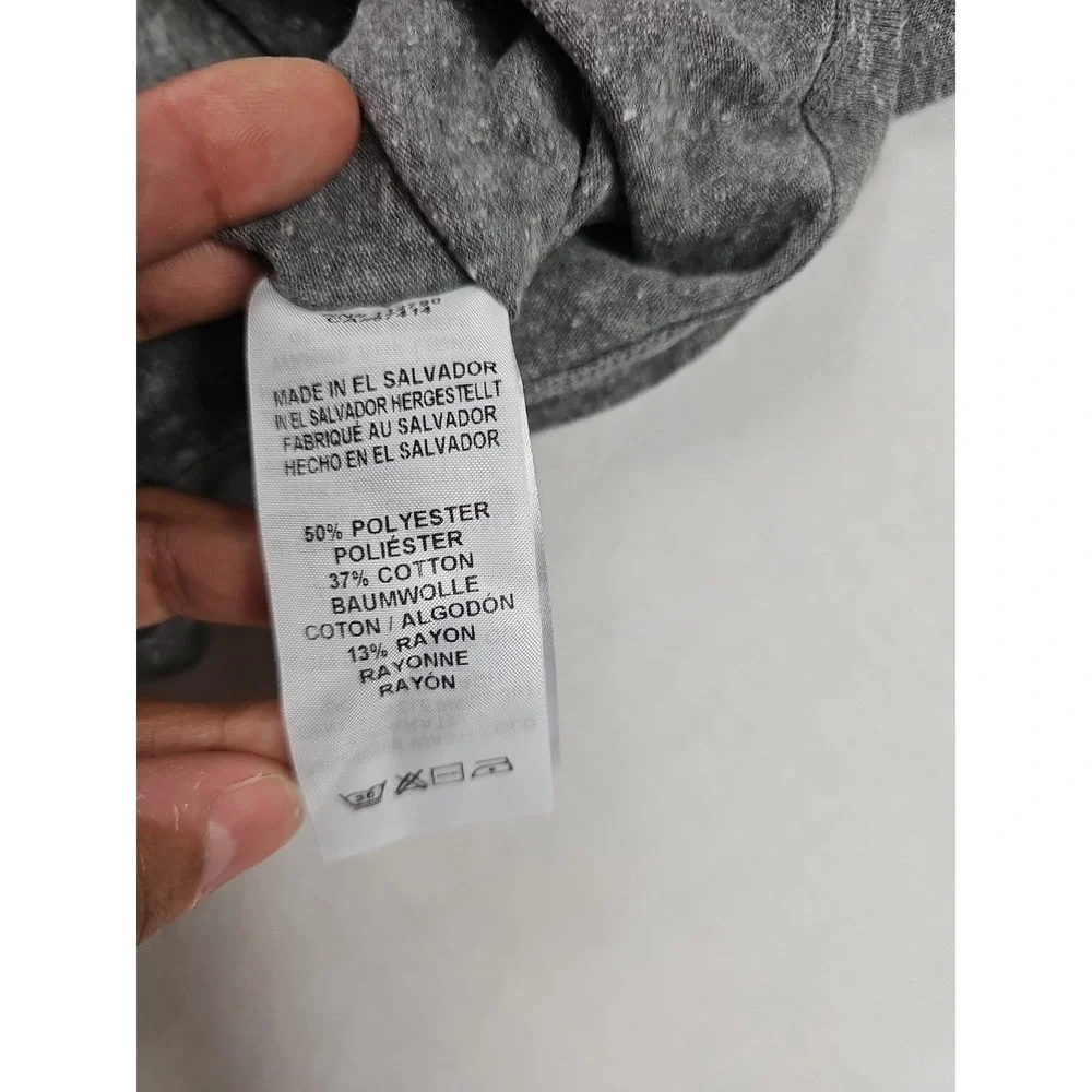 True Religion Womens Gray Short Sleeve Crystal Horseshoe V-neck T-shirt Size XL